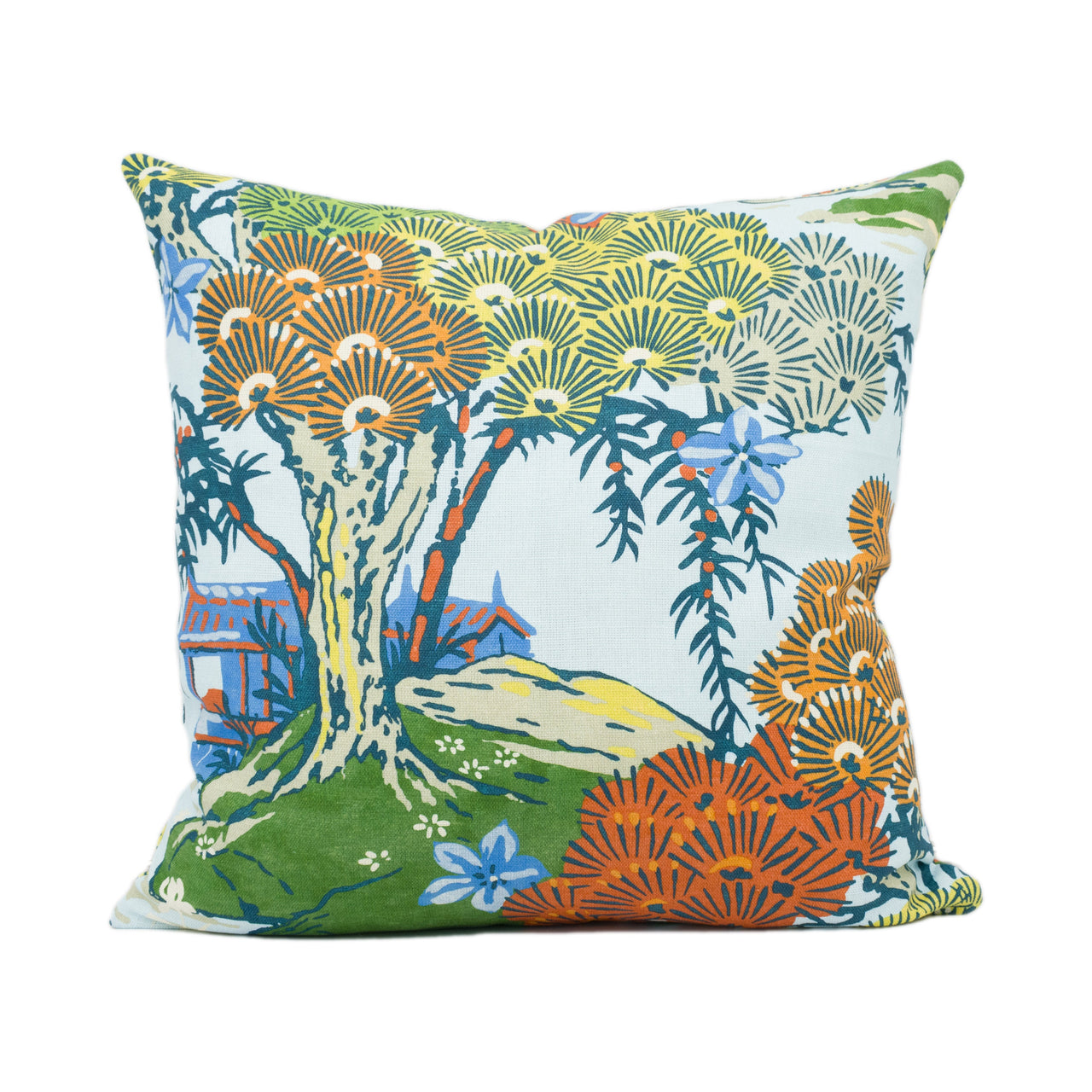 Scalamandre - Sea of Trees - Kaleidescope - Bright Colourful Scenic Pattern Cushion Cover - Handmade Throw Pillow - Designer Home Décor