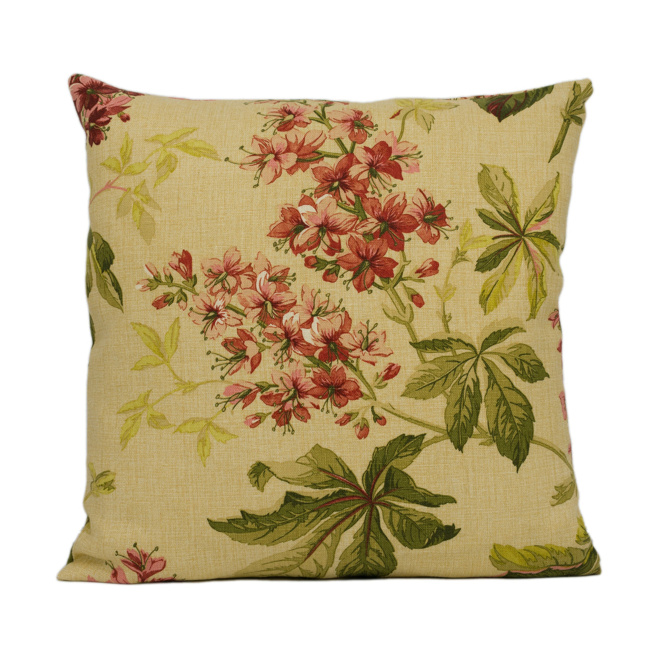 Sanderson - Pavia - Ruby / Emerald - Classic Horse Chestnut Floral Cushion Cover- Handmade Throw Pillow - Designer Home Décor