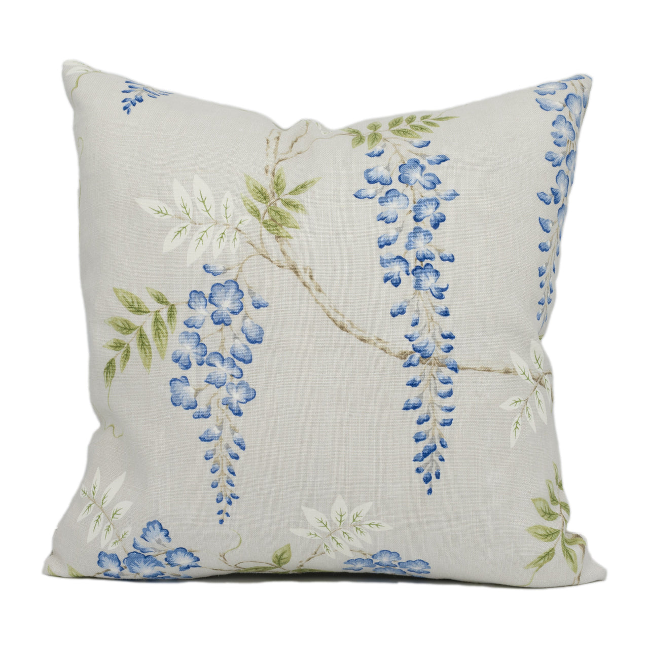 Colefax and Fowler - Grayshott - Blue / Green - Delicate Trailing Wisteria Designer Cushion Cover - Handmade Throw Pillow Luxury Home Décor