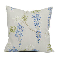 Thumbnail for Colefax and Fowler - Grayshott - Blue / Green - Delicate Trailing Wisteria Designer Cushion Cover - Handmade Throw Pillow Luxury Home Décor