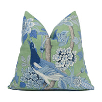 Thumbnail for GP & J Baker - Hydrangea Bird - Emerald / Blue - Exotic Chinese Inspired Cushion Cover - Handmade Throw Pillow - Designer Home Décor