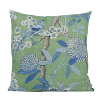 Thumbnail for GP & J Baker - Hydrangea Bird - Emerald / Blue - Exotic Chinese Inspired Cushion Cover - Handmade Throw Pillow - Designer Home Décor