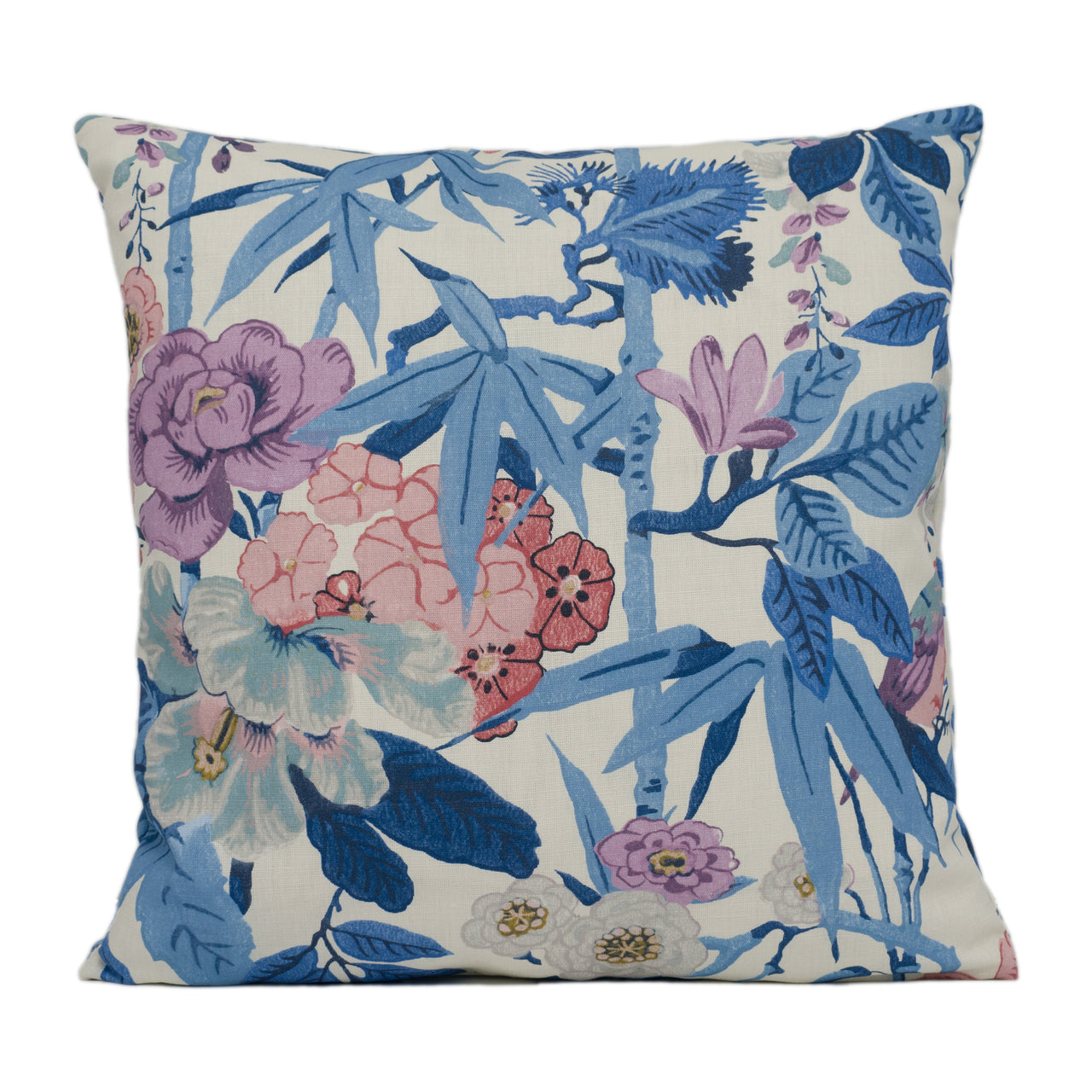 Sanderson - Bamboo & Bird - China Blue / Lotus Pink - Japanese Inspired Floral Cushion Cover - Handmade Throw Pillow - Designer Home Décor