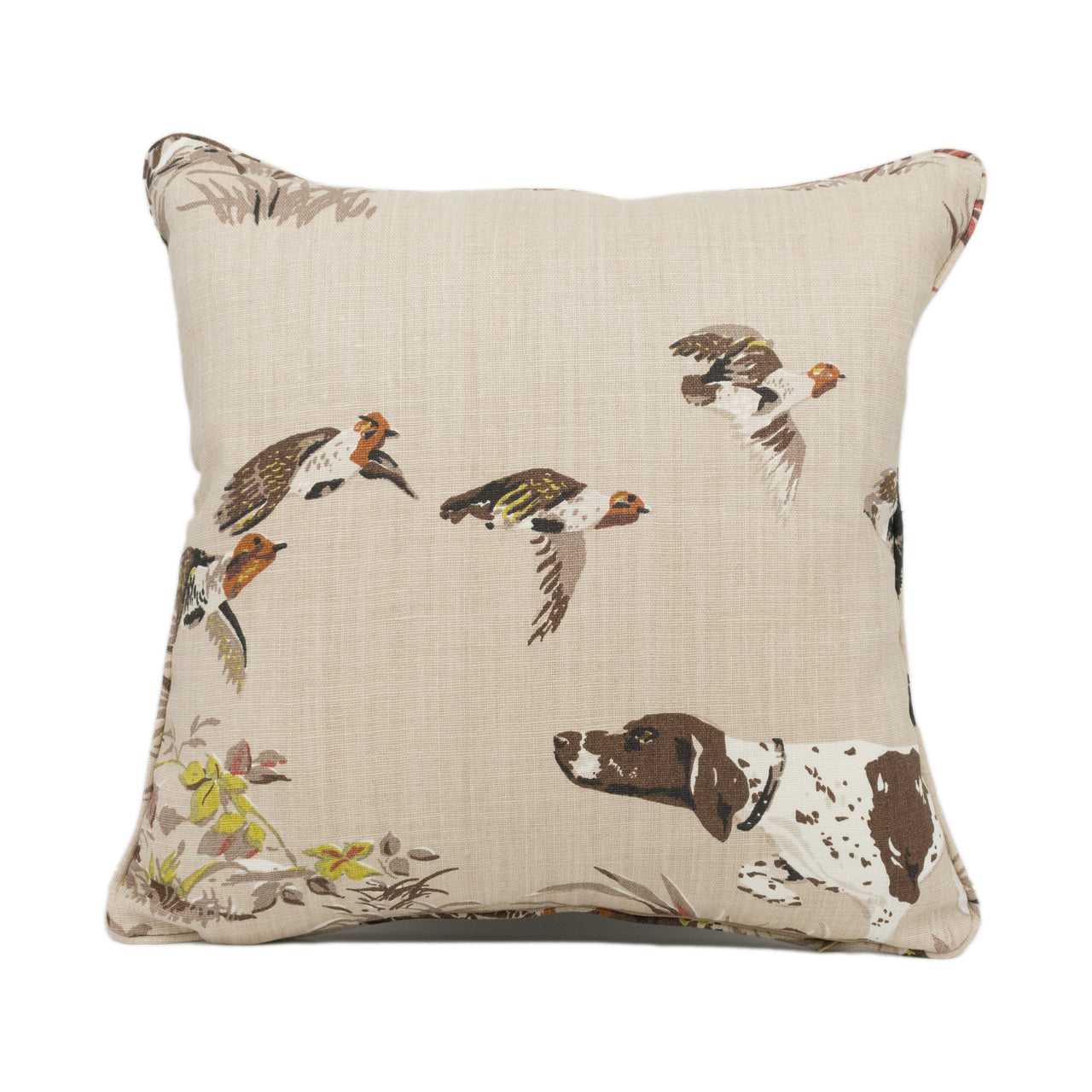 Schumacher - Pointers - Tan - Classic Hunting Dog Scene Piped Cushion Cover - Handmade Throw Pillow - Designer Home Décor