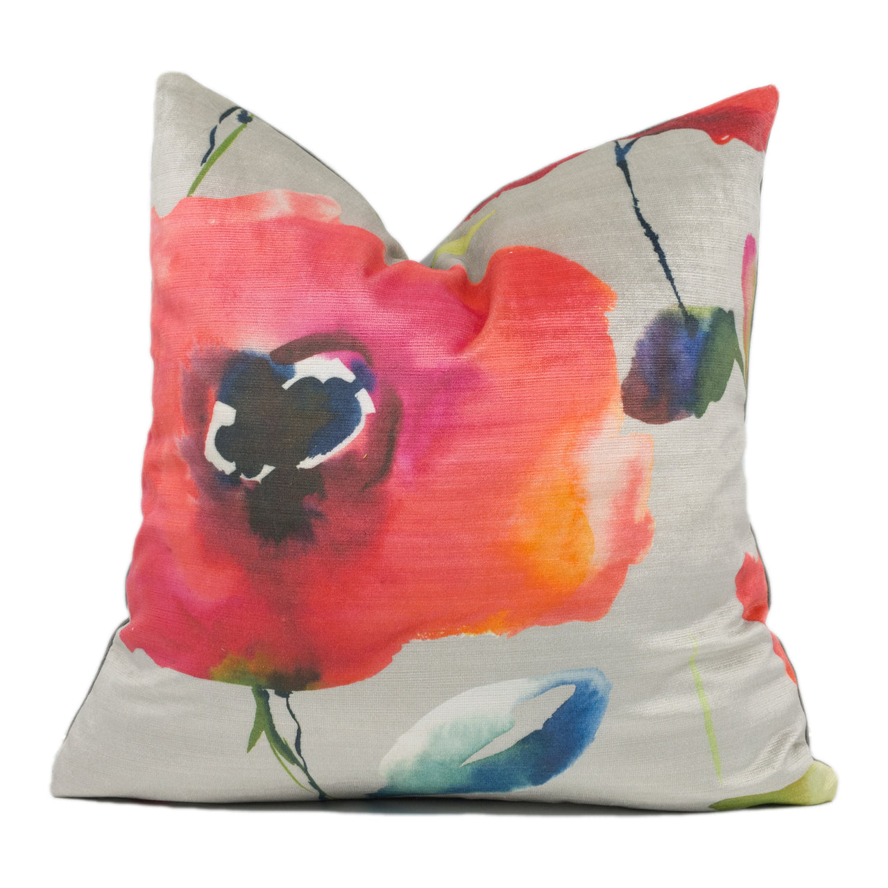 Voyage - Nerissa Velvet - Grenadine - Chic Modern Floral Velvet Cushion Cover - Handmade Throw Pillow - Designer Home Décor