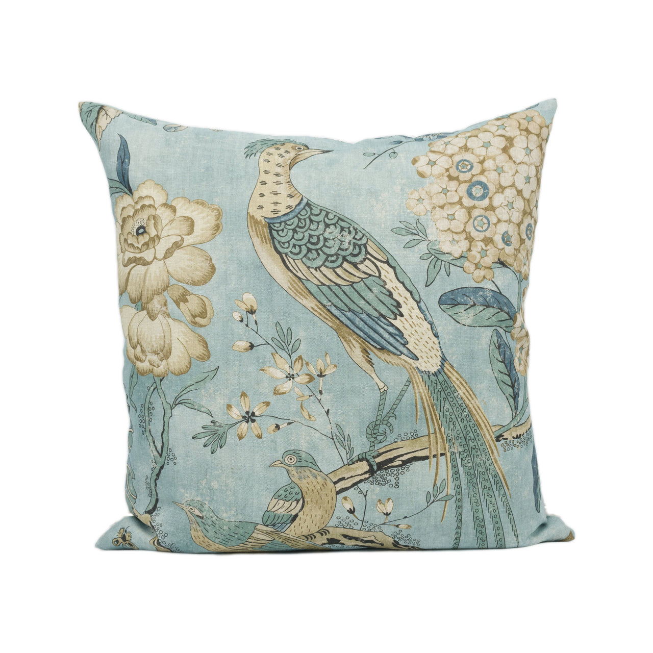 Anna French x Thibaut - Villeneuve - Aqua - Antique Avant Garde Bird Designer Cushion Cover - Luxury Throw Pillow - Handmade Home Decor