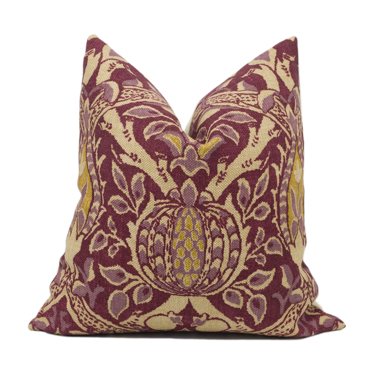 William Morris - Granada - Wine / Linen - Ornate Fruit Trellis Cushion Cover - Handmade Throw Pillow - Designer Home Décor