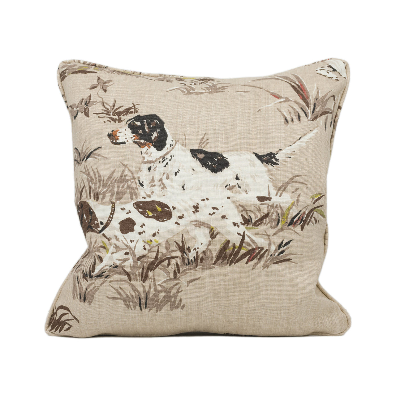 Schumacher - Pointers - Tan - Classic Hunting Dog Scene Piped Cushion Cover - Handmade Throw Pillow - Designer Home Décor