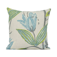 Thumbnail for Vervain - La Mairise - 01 - Linen, Green, Aqua / Teal - Stunning Modern Floral Cushion Cover - Handmade Throw Pillow - Designer Home Décor