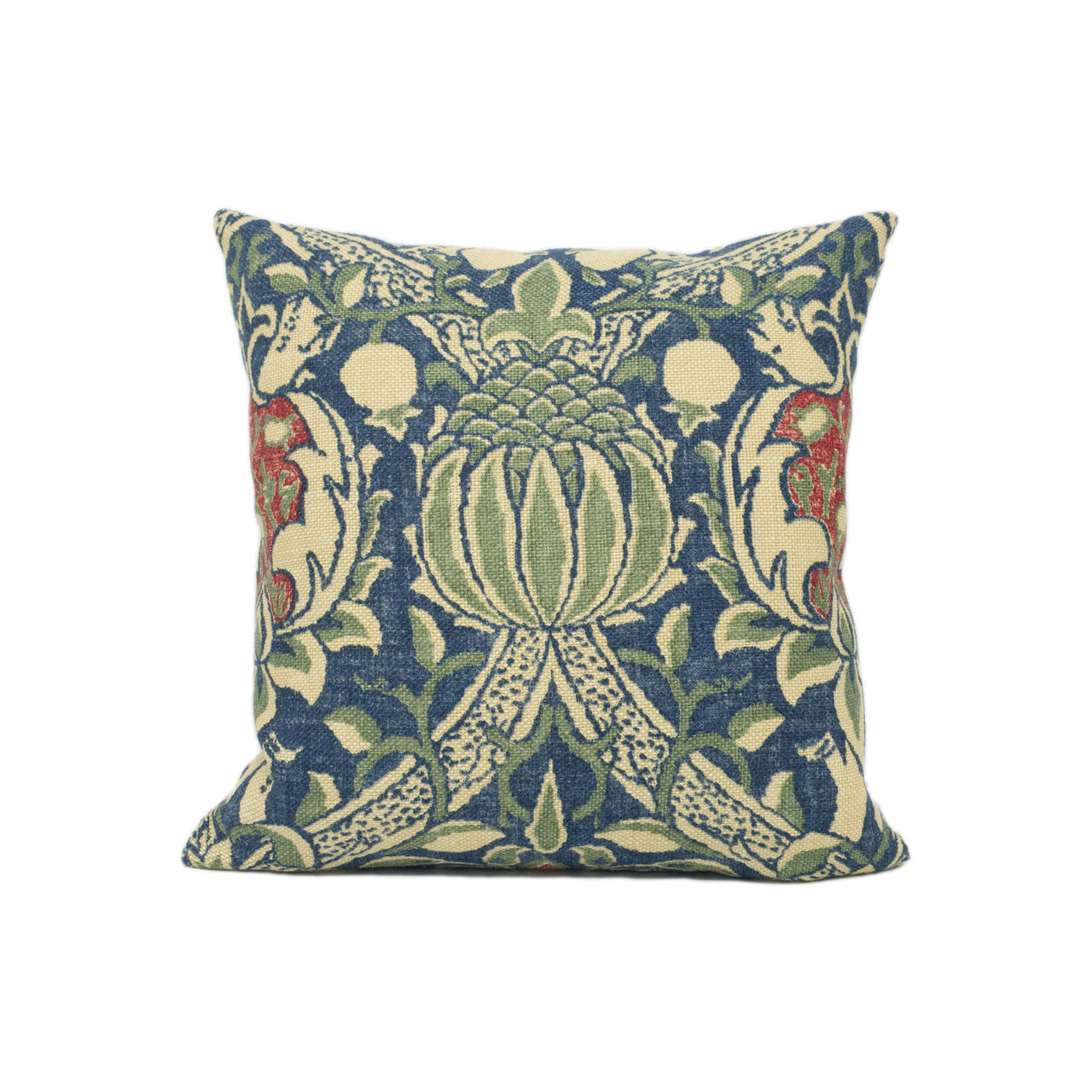 William Morris - Granada - Indigo / Red - Ornate Fruit Trellis Cushion Cover - Handmade Throw Pillow - Designer Home Décor