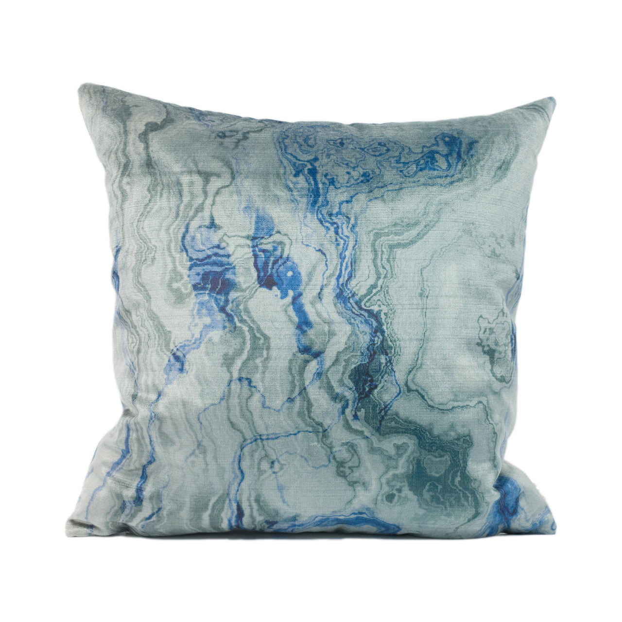 Swaffer - Marble - 04 FR - Luxury Modern Blue & Grey Marble Print Cushion Cover - Handmade Throw Pillow - Designer Home Décor