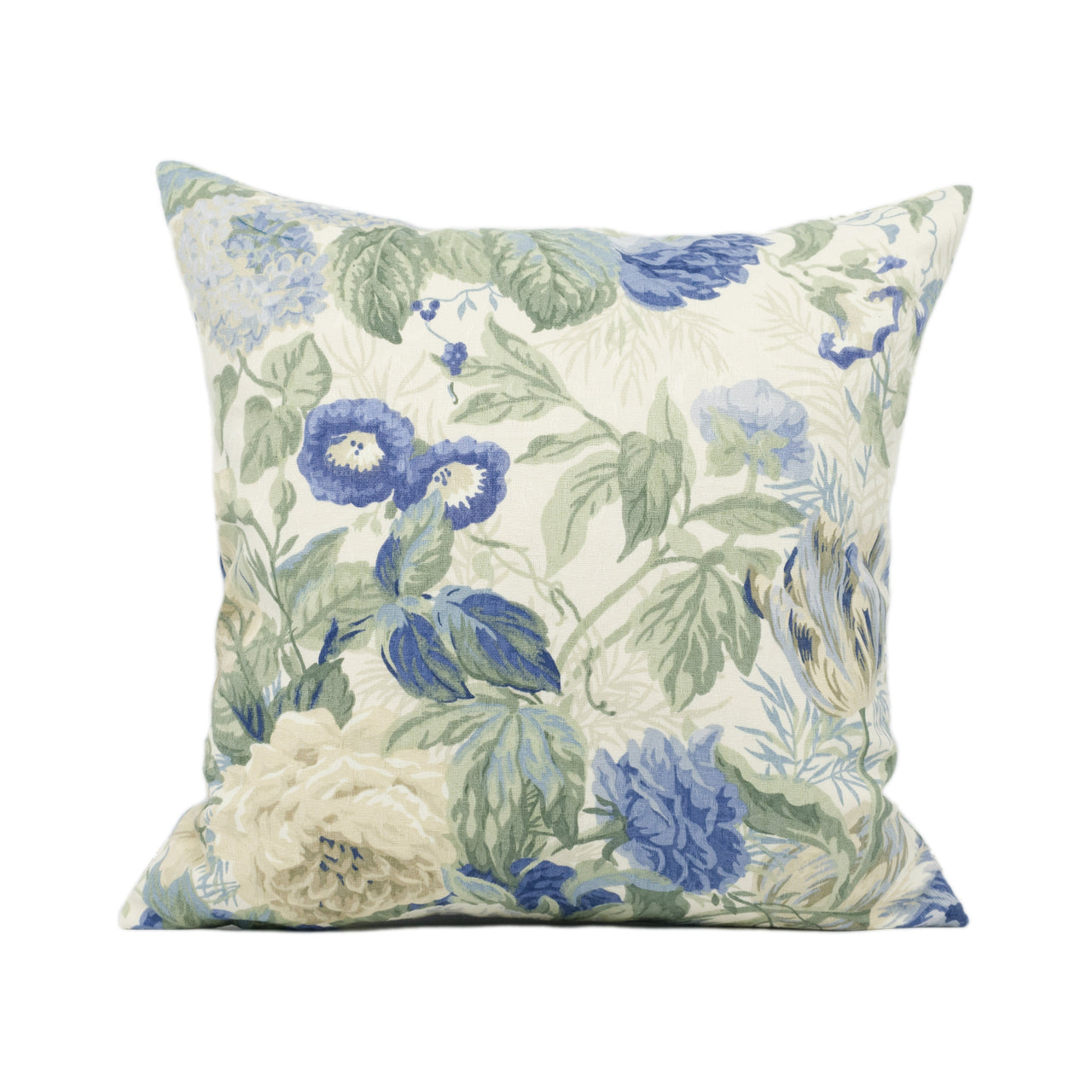 Sanderson - Devonshire Place - Blue / Cream / Green - Pretty Classic Floral Cushion Cover - Handmade Throw Pillow - Designer Home Décor