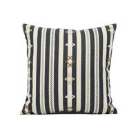 Thumbnail for Schumacher - Rhodes Stripe - Black - Modern Monochrome Embroidered Stripe Cushion Cover - Handmade Throw Pillow - Designer Home Décor