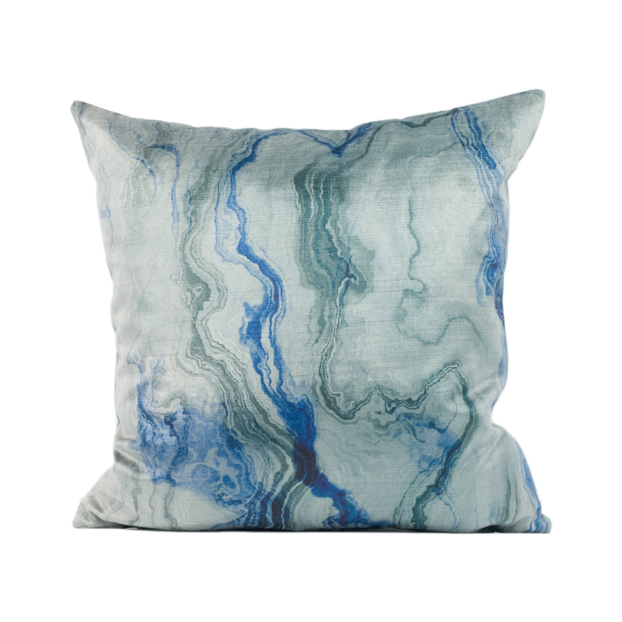 Swaffer - Marble - 04 FR - Luxury Modern Blue & Grey Marble Print Cushion Cover - Handmade Throw Pillow - Designer Home Décor