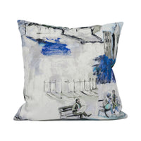 Thumbnail for Prestigious - Walk in the Park - Sapphire - Large Scale Painted City Scene - Cushion Cover - Handmade Throw Pillow - Designer Home Décor