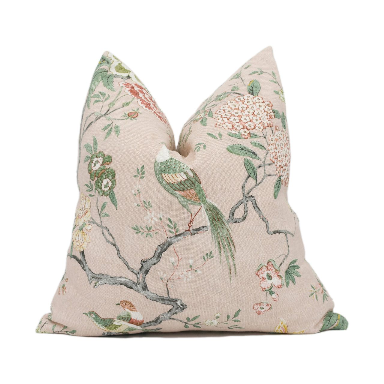 GP & J Baker - Oriental Bird - Blush - Exotic Floral Tree Chinoiserie Designer Cushion Cover - Handmade Throw Pillow - Lemon Home Décor