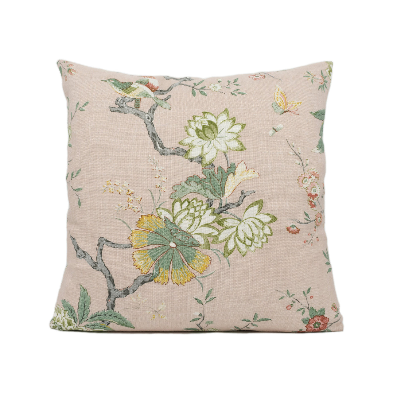 GP & J Baker - Oriental Bird - Blush - Exotic Floral Tree Chinoiserie Designer Cushion Cover - Handmade Throw Pillow - Lemon Home Décor