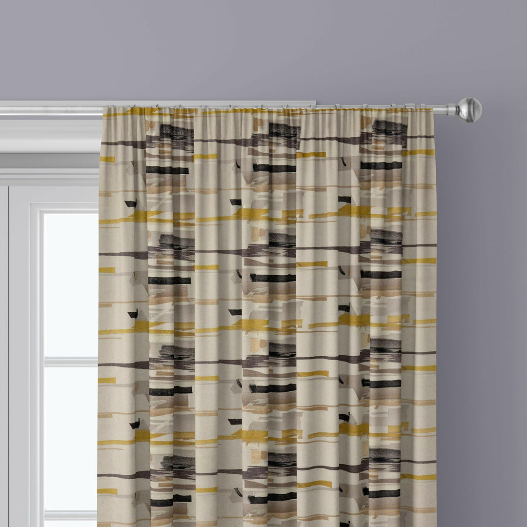 Harlequin - zeal - charcoal/neutral/mustard/onyx - curtains made to measure drapes designer home decor.