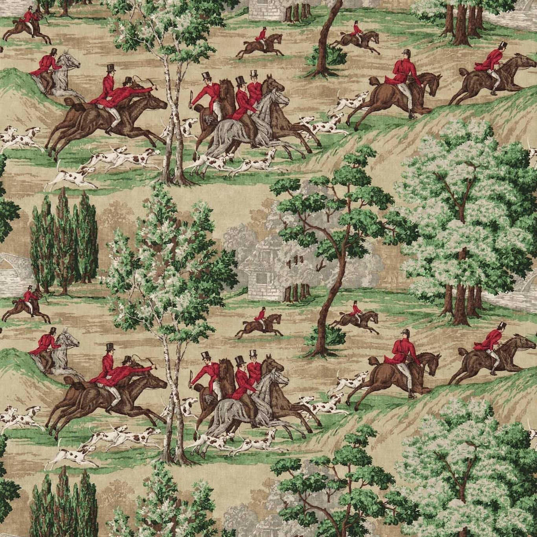 Sanderson - tally ho -evergreen / crimson - curtains made to measure drapes designer home decor.