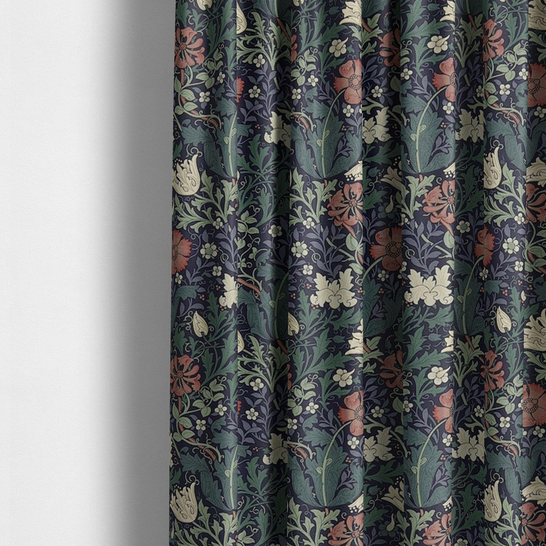 William morris compton indigo green curtains made to measure drapes designer home decor.