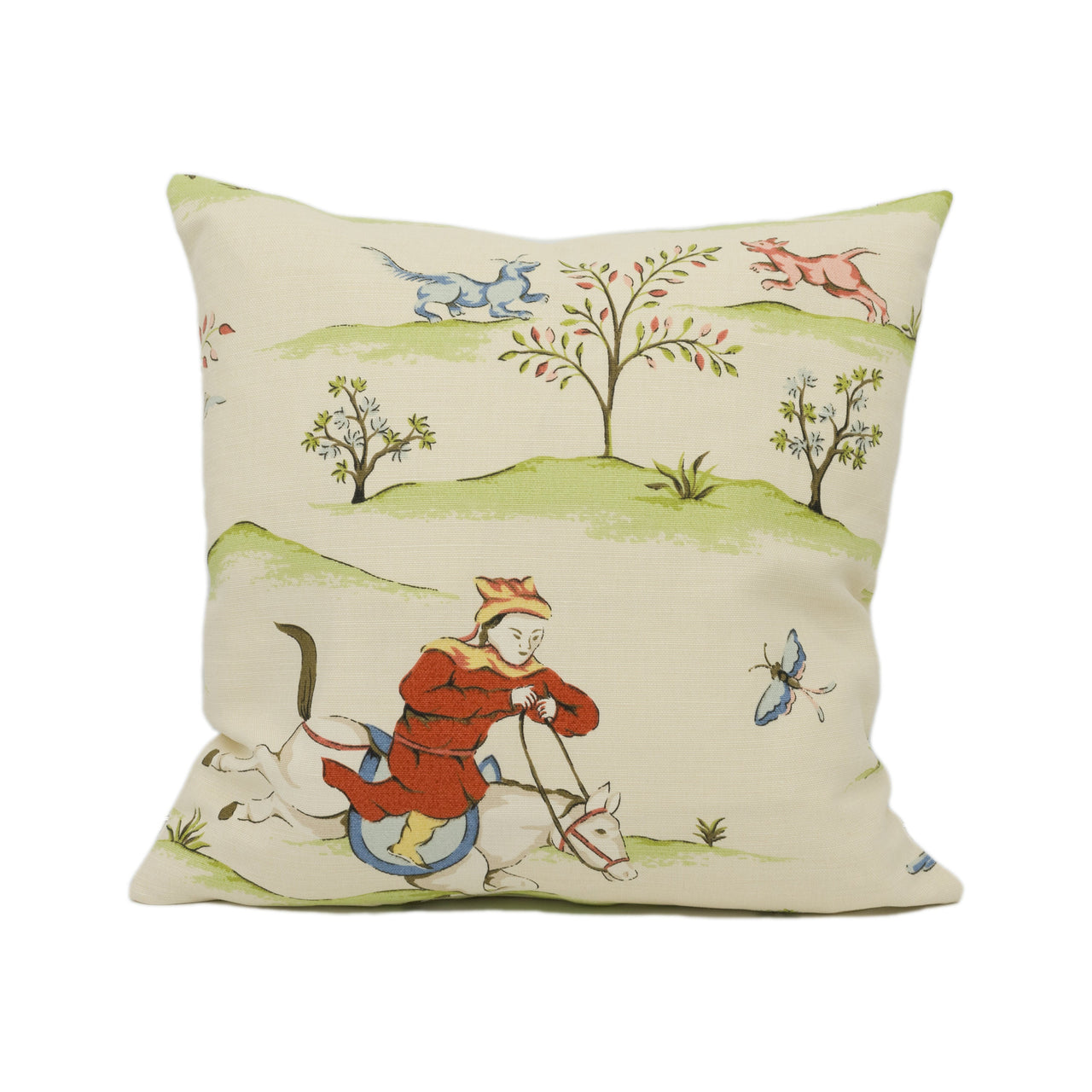 Thibaut - Ting Yuan - Cream - Captivating Chinoiserie Scene Cushion Cover - Handmade Throw Pillow - Designer Home Décor