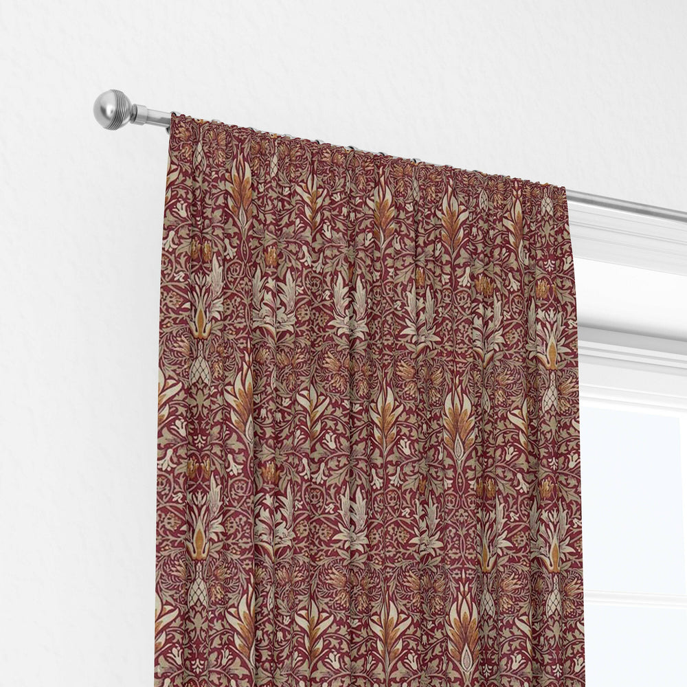 William Morris Snakeshead Claret / Gold Curtains Made to Measure Drapes Designer Home Decor.