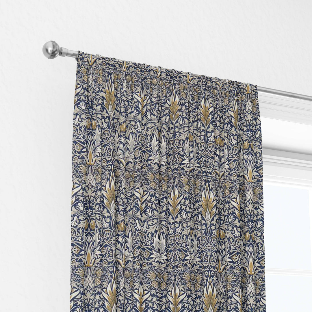 William Morris Snakeshead Indigo / Hemp Curtains Made to Measure Drapes Designer Home Decor.