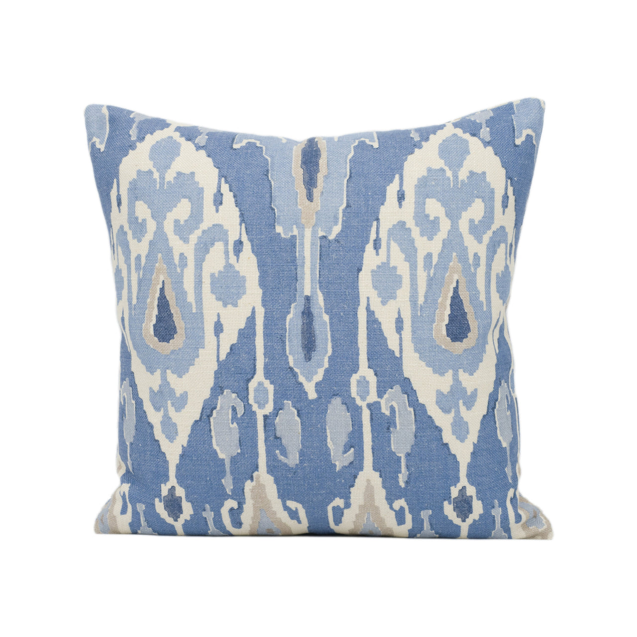 GP & J Baker - Ikat Bokhara - Blue - Eastern Silk Road Linen Ikat Designer Cushion Cover - Luxury Throw Pillow - Handmade Home Décor