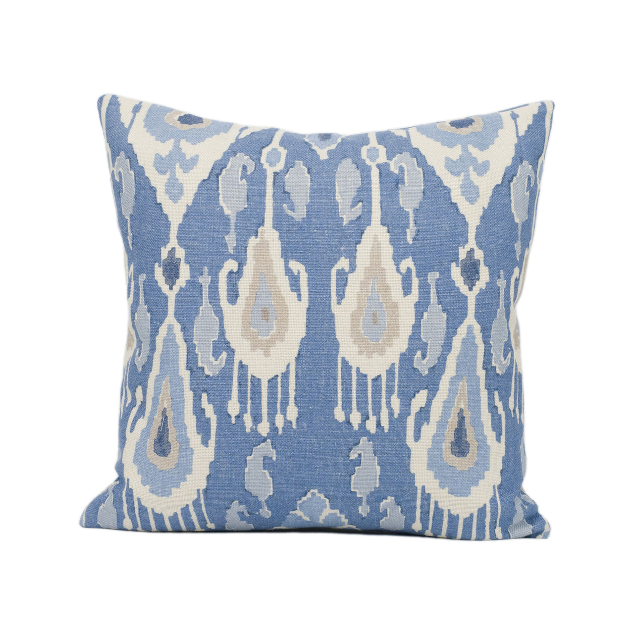 GP & J Baker - Ikat Bokhara - Blue - Eastern Silk Road Linen Ikat Designer Cushion Cover - Luxury Throw Pillow - Handmade Home Décor