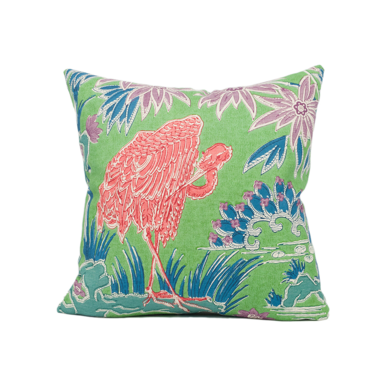 Jim Thompson - Malay - Parrot Green - Colourful Bright Exotic Garden Floral Cushion Cover - Handmade Throw Pillow - Designer Home Décor