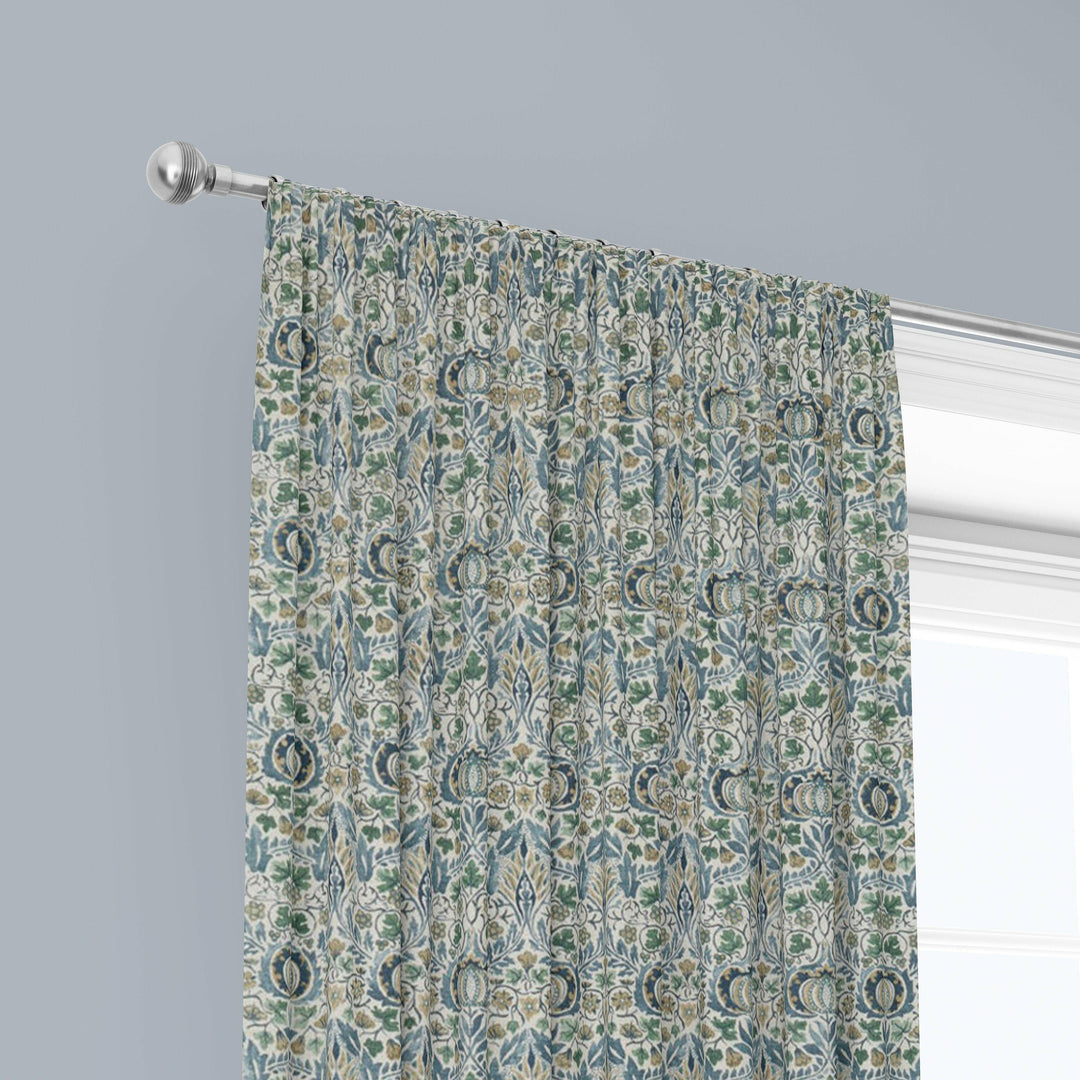 William Morris Little Chintz Blue Fennel Curtains Made to Measure Drapes Designer Home Decor.