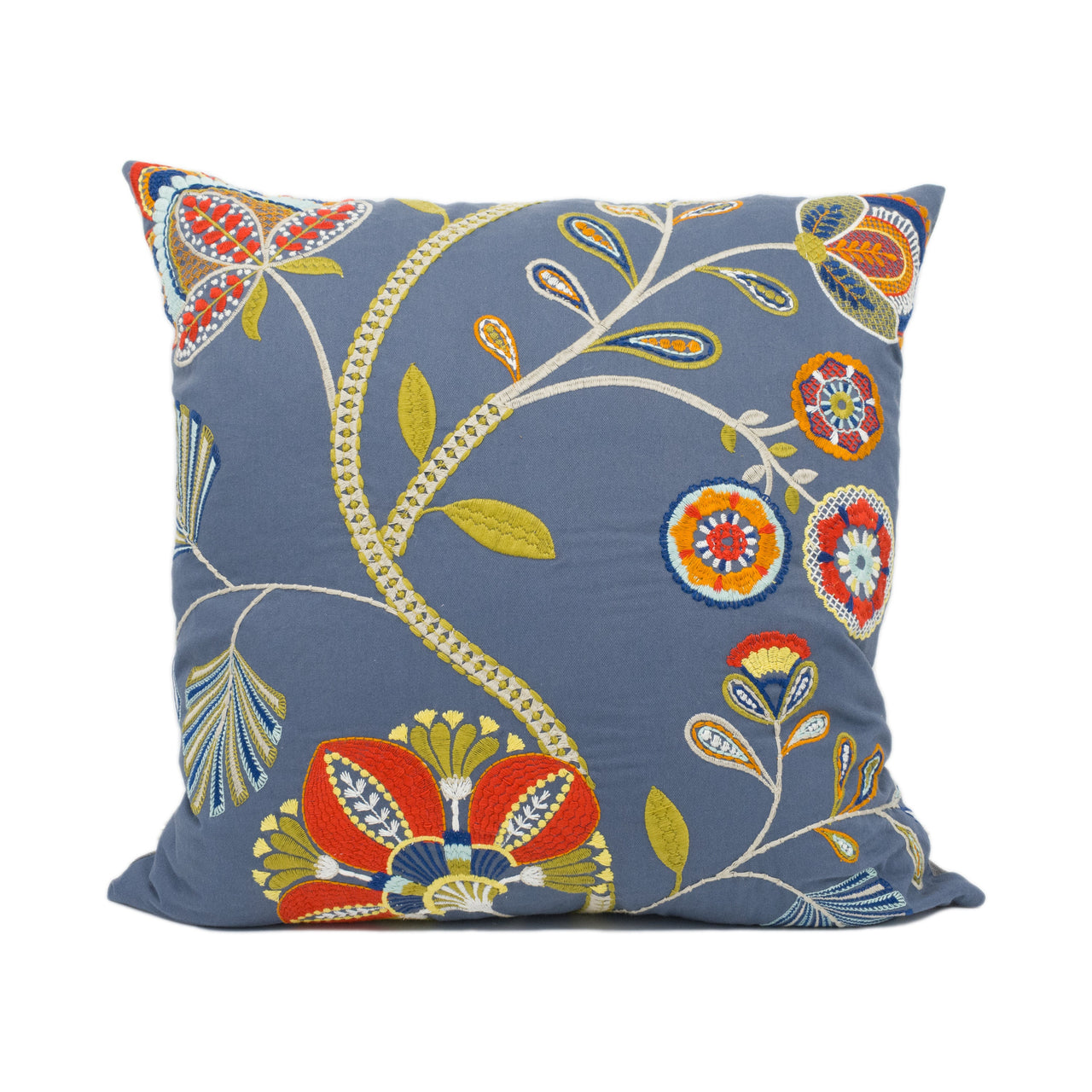 Jane Churchill - Carimbo - Navy - Chic Embroidered Floral 22x22 Inch Cushion Cover - Handmade Throw Pillow - Designer Home Décor