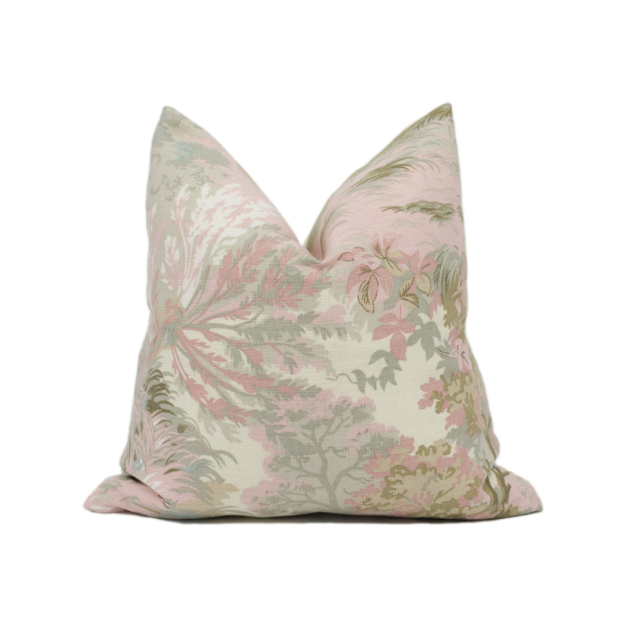 Thibaut - Lincoln Toile - Blush - Soft Muted Scenic Pattern Piped Cushion Cover - Handmade Throw Pillow - Designer Home Décor