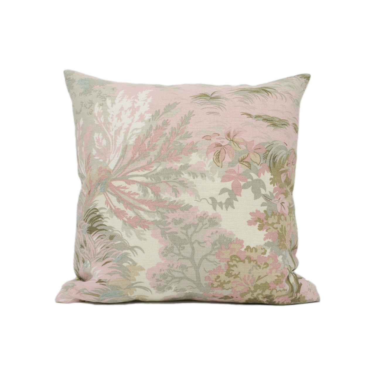 Thibaut - Lincoln Toile - Blush - Soft Muted Scenic Pattern Piped Cushion Cover - Handmade Throw Pillow - Designer Home Décor