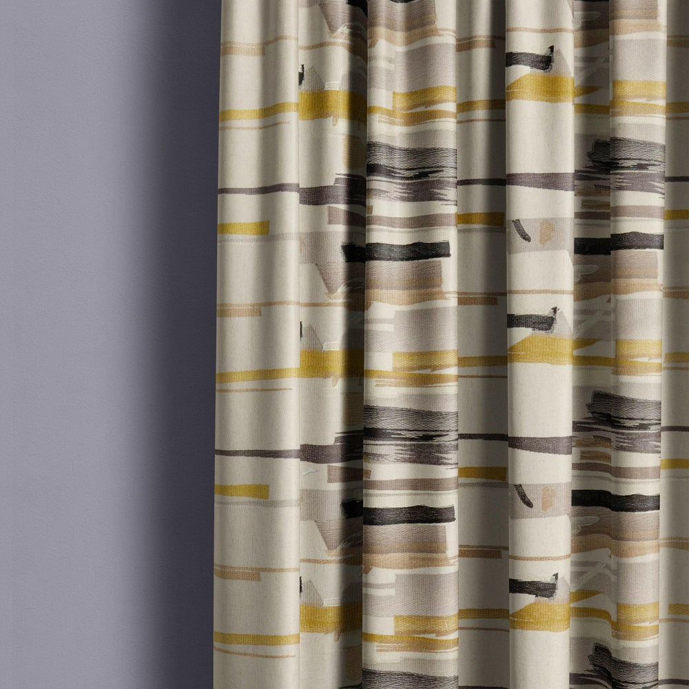 Harlequin - zeal - charcoal/neutral/mustard/onyx - curtains made to measure drapes designer home decor.