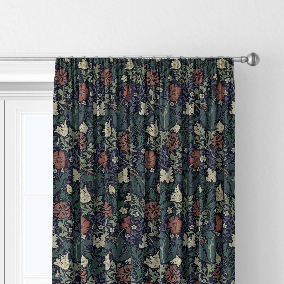 William morris compton indigo green curtains made to measure drapes designer home decor.