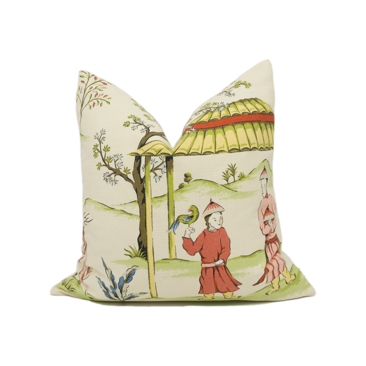 Thibaut - Ting Yuan - Cream - Captivating Chinoiserie Scene Cushion Cover - Handmade Throw Pillow - Designer Home Décor