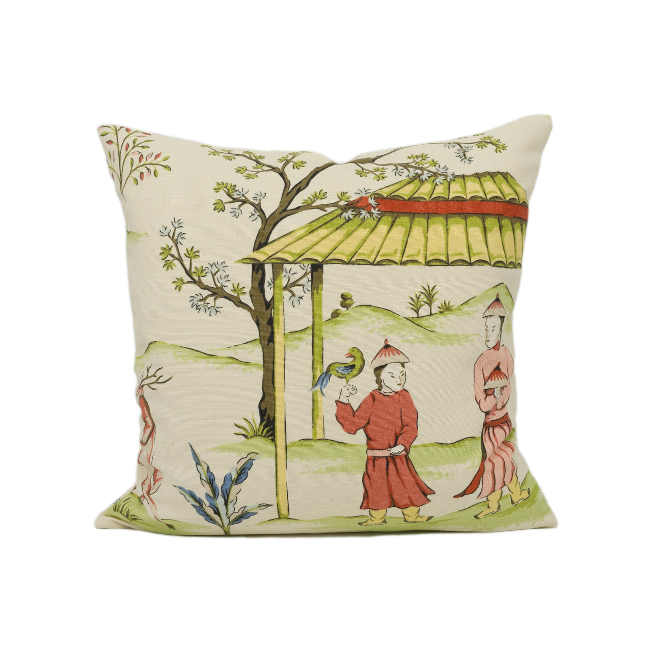 Thibaut - Ting Yuan - Cream - Captivating Chinoiserie Scene Cushion Cover - Handmade Throw Pillow - Designer Home Décor