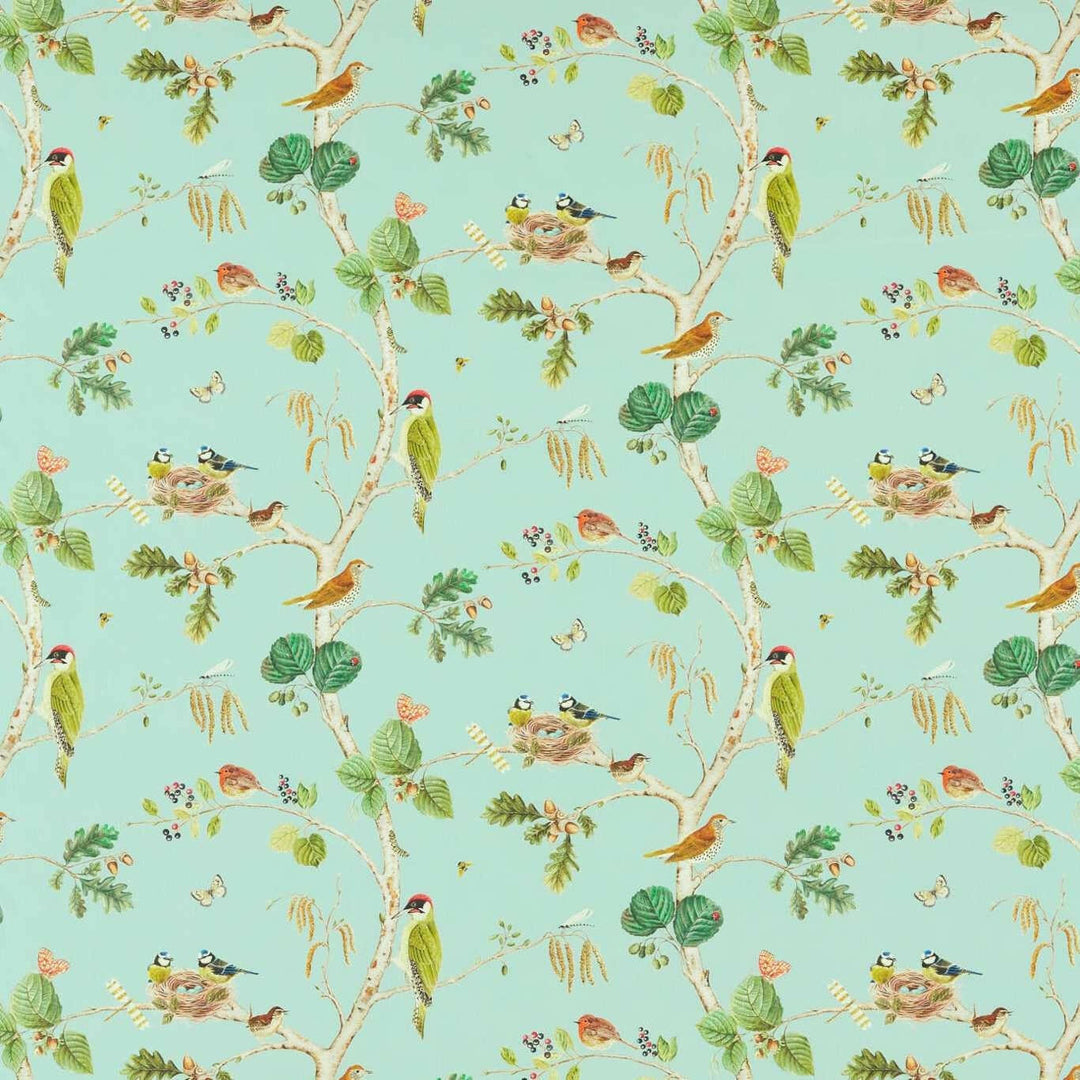 Sanderson - Woodland Chorus - Sky Blue / Multi - Curtains Made to Measure Drapes Designer Home Décor.