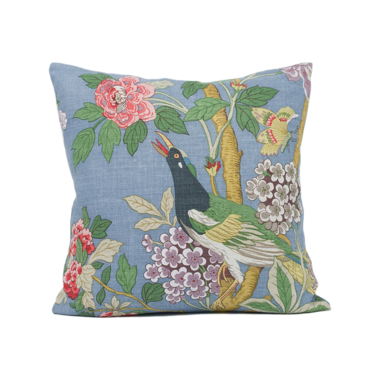 GP & J Baker - Hydrangea Bird - Indigo - Exotic Chinese Inspired Cushion Cover - Handmade Throw Pillow - Designer Home Décor