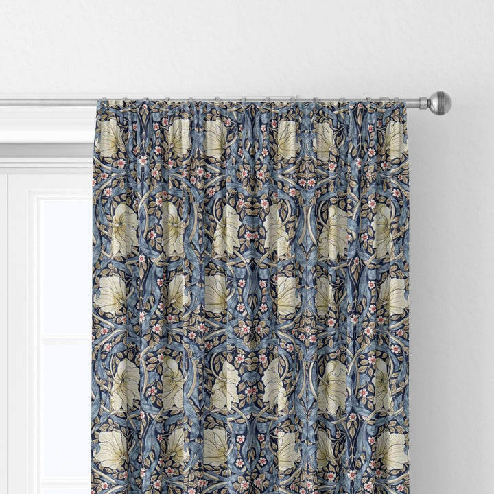 William Morris Pimpernel Indigo Hemp Curtains Made to Measure Drapes Designer Home Decor.