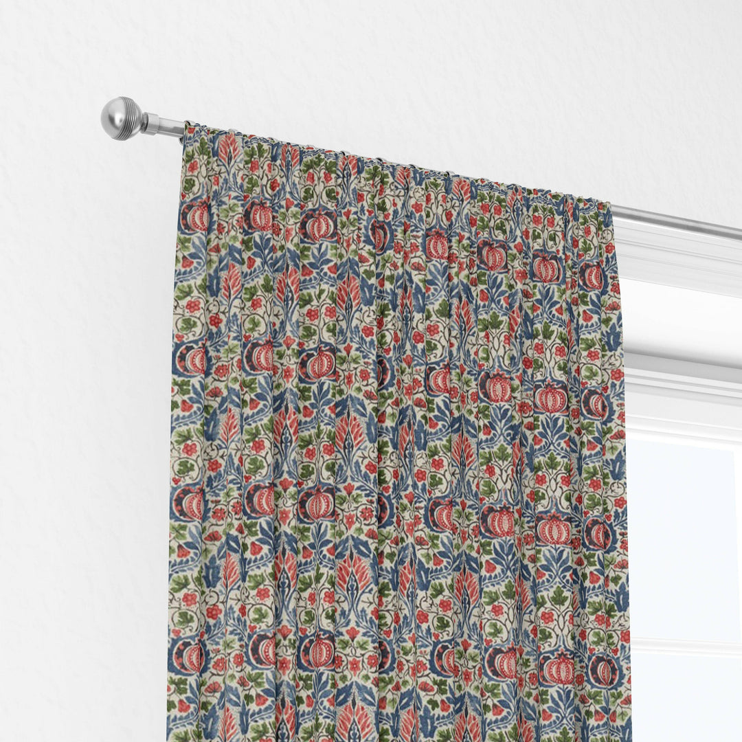 William Morris Little Chintz Indigo Carmine Curtains Made to Measure Drapes Designer Home Decor.