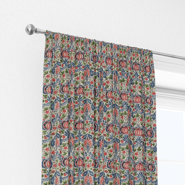 William Morris Little Chintz Indigo Carmine Curtains Made to Measure Drapes Designer Home Decor.