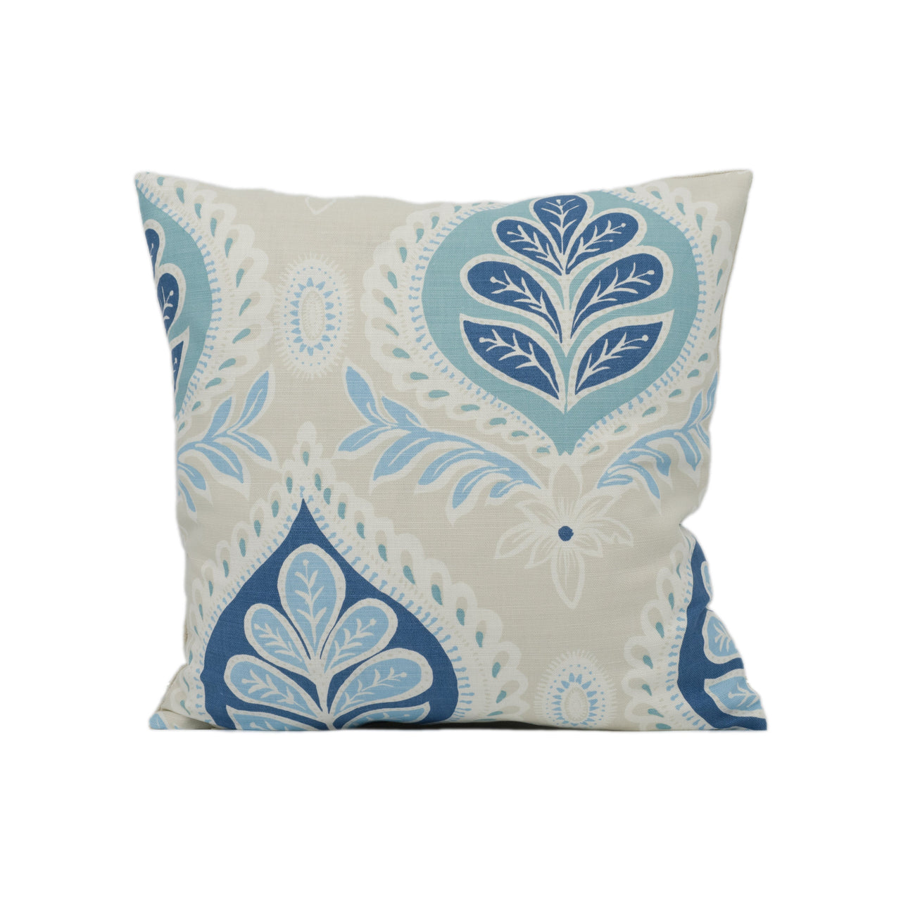 Thibaut - Midland - Aqua / Beige - Chic Leafy Foliage Inspired Cushion Cover - Handmade Throw Pillow - Designer Home Décor