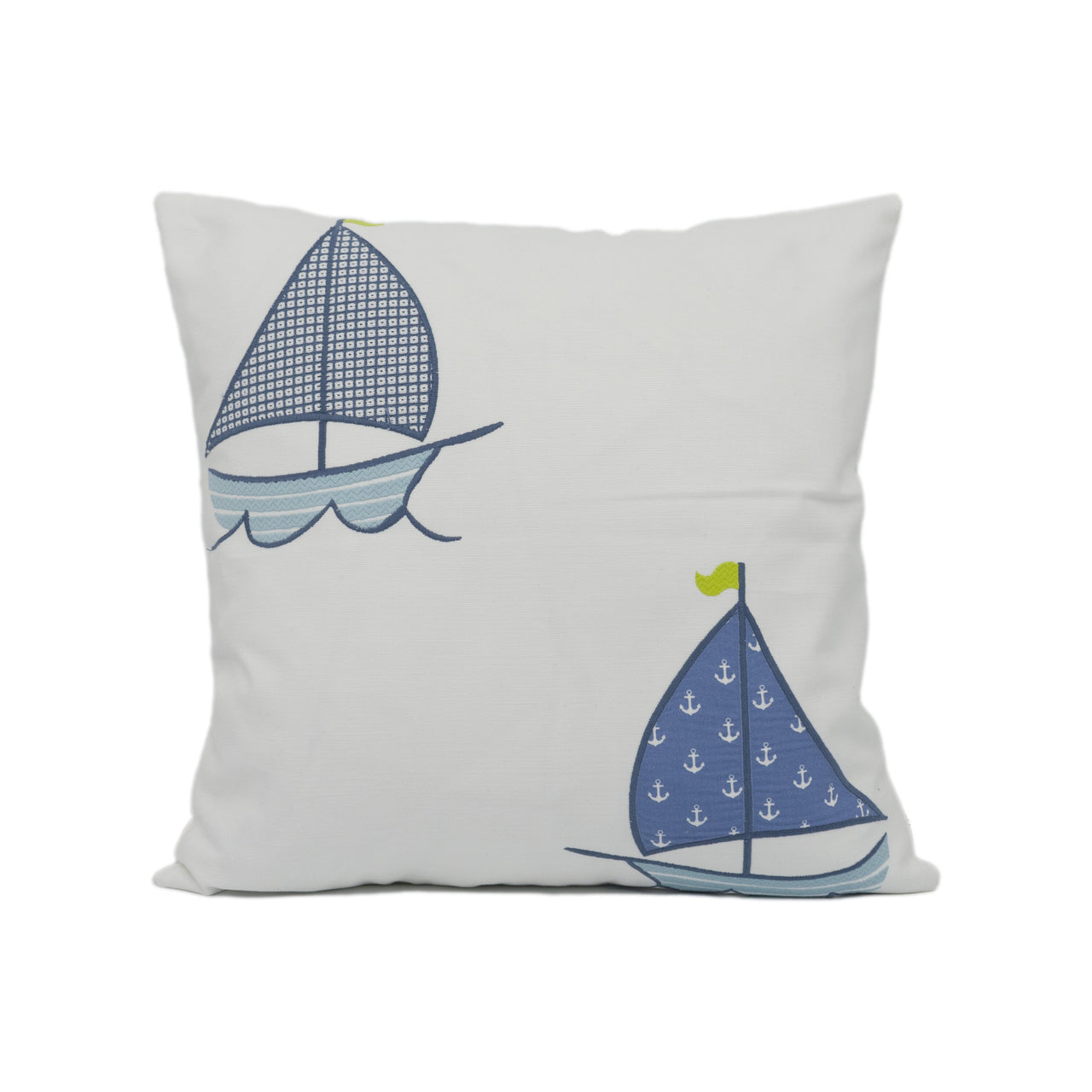 Clarke and Clarke - Sailing Boats - Blue - Fun Playful Embroidered Seaside Cushion Cover - Handmade Throw Pillow - Designer Home Décor