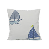 Thumbnail for Clarke and Clarke - Sailing Boats - Blue - Fun Playful Embroidered Seaside Cushion Cover - Handmade Throw Pillow - Designer Home Décor