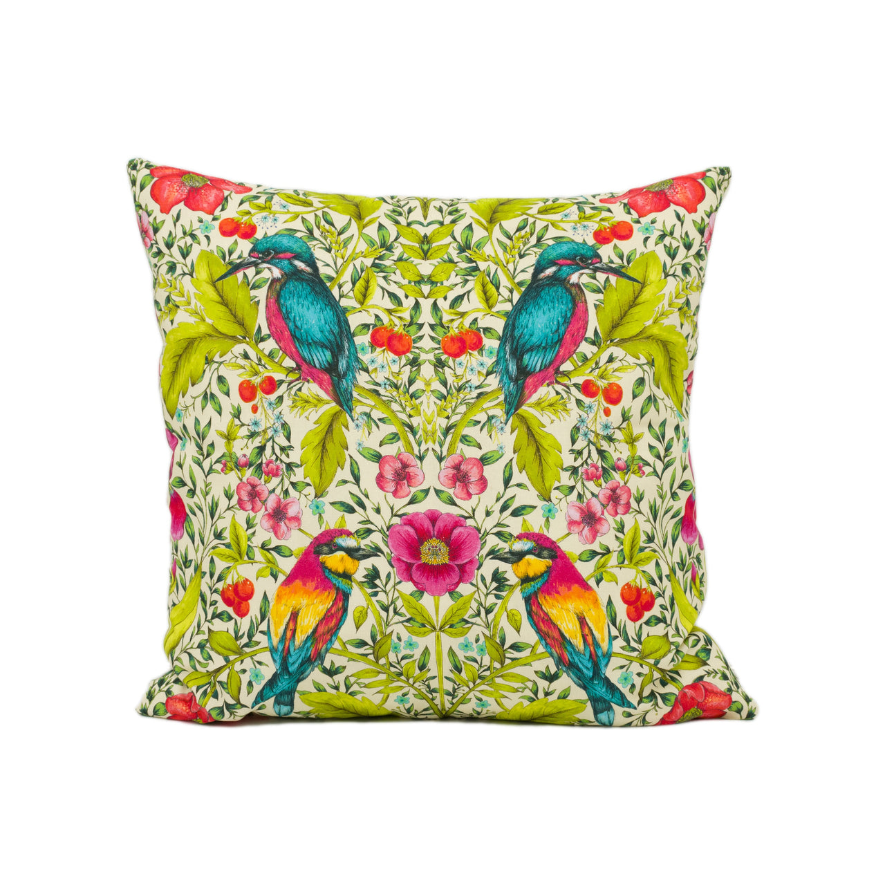 Blendworth Library - Lambourn - Peachy - Modern Funky Maximalist Bird Cushion Cover - Handmade Throw Pillow - Designer Home Décor