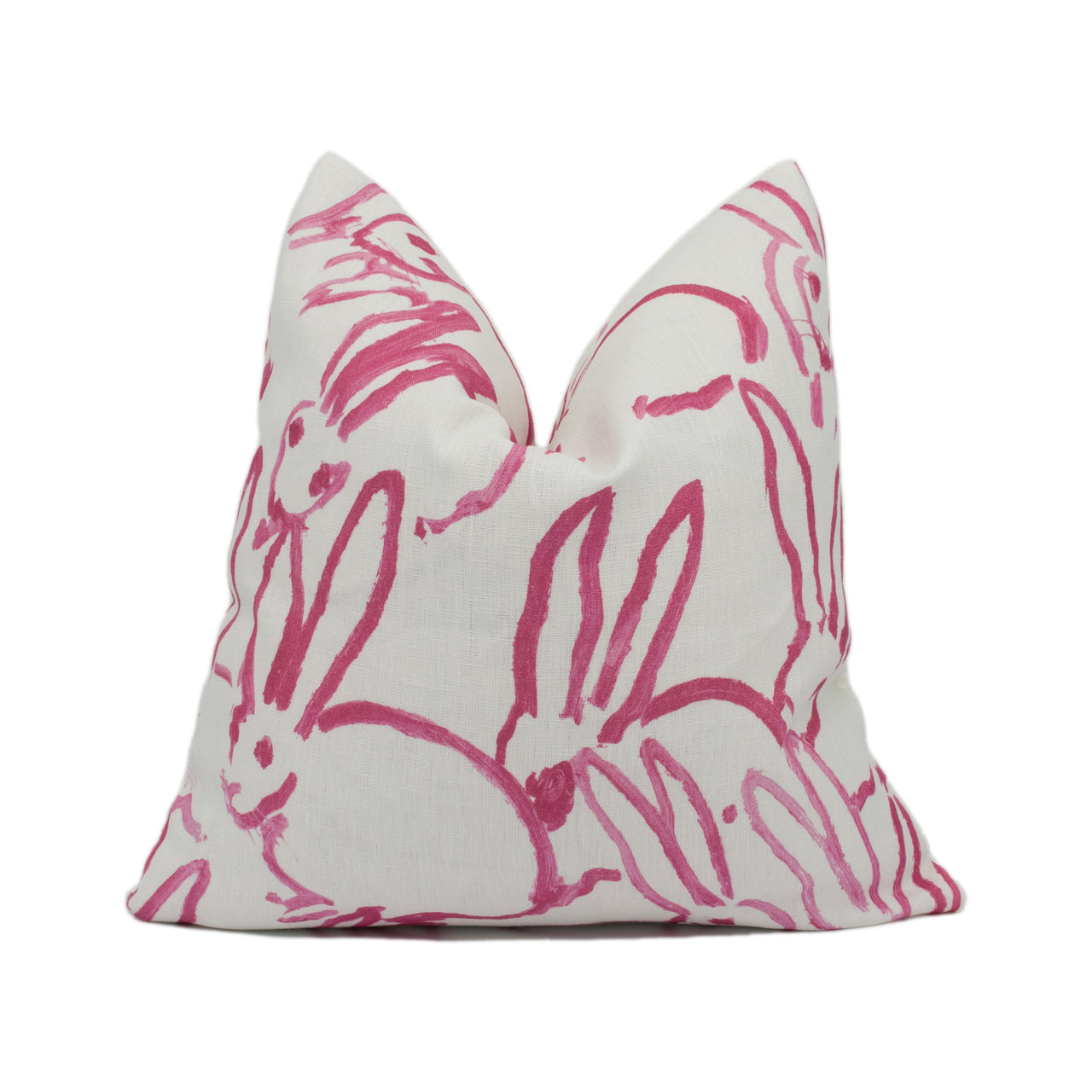 Lee Jofa Groundworks - Hutch - Pink - Painted Rabbit Motif Cushion Cover - Handmade Throw Pillow - Designer Home Décor