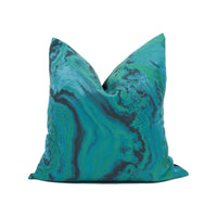 Thumbnail for Zoffany - Serpentine - Blue Malachite - Chic Abstract Marbled Cushion Cover - Handmade Throw Pillow - Designer Home Décor