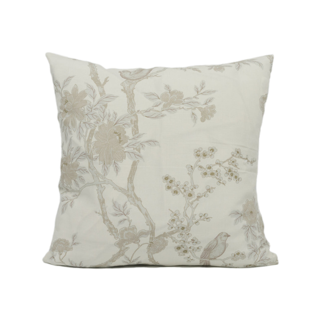 Ralph Lauren - Marlowe Floral Silk - Silver - Chic Tree Foliage and Birds Cushion Cover - Handmade Throw Pillow - Designer Home Décor